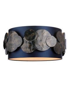 Planet 4 Light Flush Hand-brushed Black/Gold With Bespoke Shade