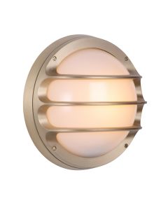 Plymouth Outdoor Wall Light Butter Brass and Opal Glass IP64