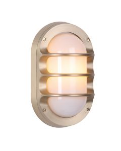 Plymouth Outdoor Wall Light Butter Brass and Opal Glass IP64