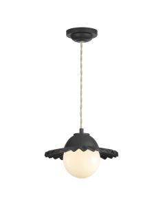 Pop Pendant Black Ceramic and Opal Glass