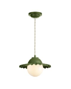 Pop Pendant Juniper Green Ceramic and Opal Glass