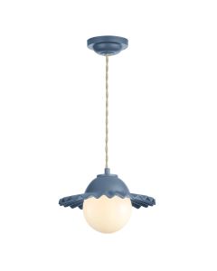 Pop Pendant Persian Blue Ceramic and Opal Glass