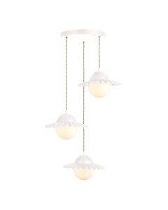 Pop 3 Light Pendant Arctic White Ceramic and Opal Glass