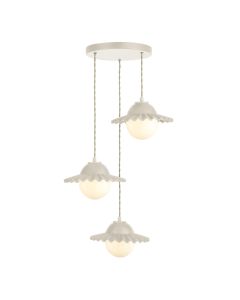 Pop 3 Light Pendant Cotswold Cream Ceramic and Opal Glass
