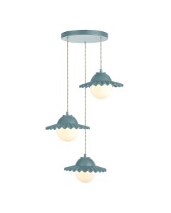 Pop 3 Light Pendant River Blue Ceramic and Opal Glass
