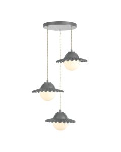 Pop 3 Light Pendant Lead Grey Ceramic and Opal Glass
