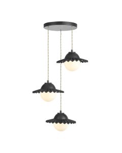 Pop 3 Light Pendant Black Ceramic and Opal Glass