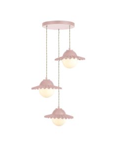 Pop 3 Light Pendant Blush Pink Ceramic and Opal Glass