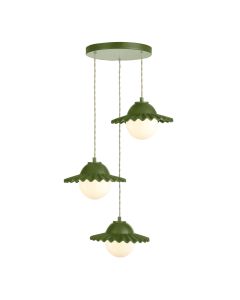 Pop 3 Light Pendant Juniper Green Ceramic and Opal Glass