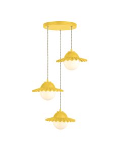 Pop 3 Light Pendant Lemondrop Ceramic and Opal Glass