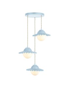 Pop 3 Light Pendant Amalfi Blue Ceramic and Opal Glass