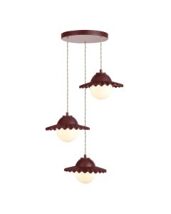 Pop 3 Light Pendant Aubergine Ceramic and Opal Glass