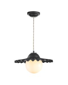 Pop Pendant Black Ceramic and Opal Glass