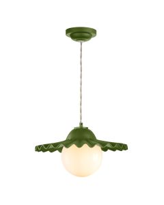 Pop Pendant Juniper Green Ceramic and Opal Glass