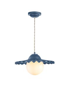Pop Pendant Persian Blue Ceramic and Opal Glass