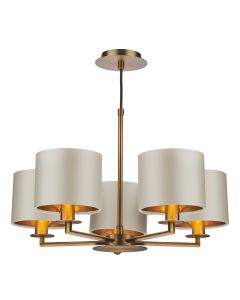 Rex 5 Light Armed Pendant Satin Bronze With Bespoke Shade