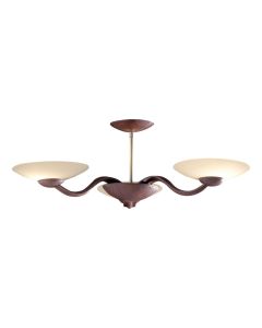 Saddler 3 Light Pendant Leather Effect and White Glass