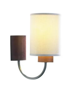 Saddler Wall Light Leather Effect and Brushed Pewter With Shade