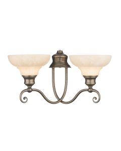 Stratford 2 Light Wall Light Aged Brass and Alabaster Glass