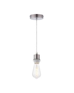 1 Light Antique Chrome E27 Suspension With Clear Cable