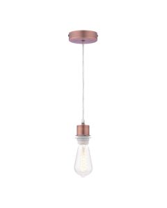 1 Light Aged Copper E27 Suspension With Clear Cable