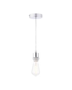 1 Light Polished Chrome E27 Suspension With Clear Cable