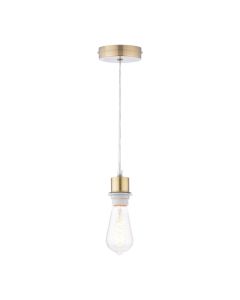 1 Light Antique Brass E27 Suspension With Clear Cable