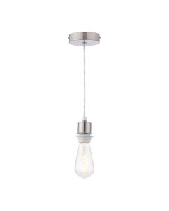 1 Light Satin Chrome E27 Suspension With Clear Cable
