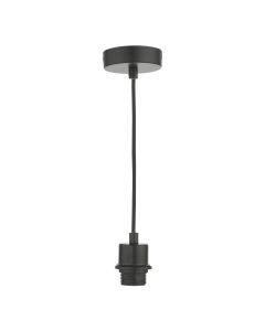 1 Light Matt Black E27 Suspension With Black Cable