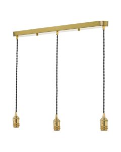 3 Light Bar Suspension Brass With Black Cable