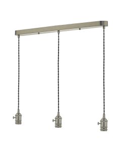 3 Light Bar Suspension Antique Chrome With Grey Cable