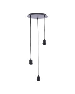 3 Light Matt Black E27 Suspension Cluster