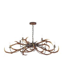 Stag 10 Light Armed Pendant Brown and Matt Brown Fitting Only