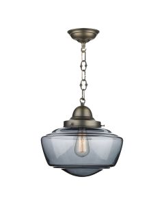 Stowe Pendant Antique Brass and Smoked Glass