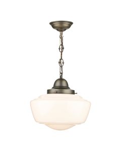 Stowe Pendant Antique Brass and Opal Glass