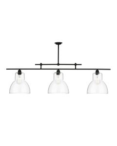 Upton 3 Light Bar Pendant Black and Glass
