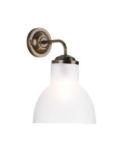 Upton Wall Light Antique Brass and Opal Glass
