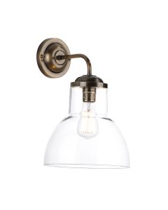 Upton Wall Light Antique Brass and Glass
