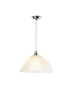 Yeats Pendant White Ribbed Glass