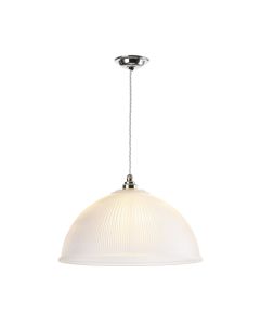 Yeats Pendant White Ribbed Glass