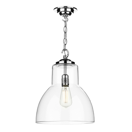  Upton 1 Light Large Pendant Chrome with Clear glass 